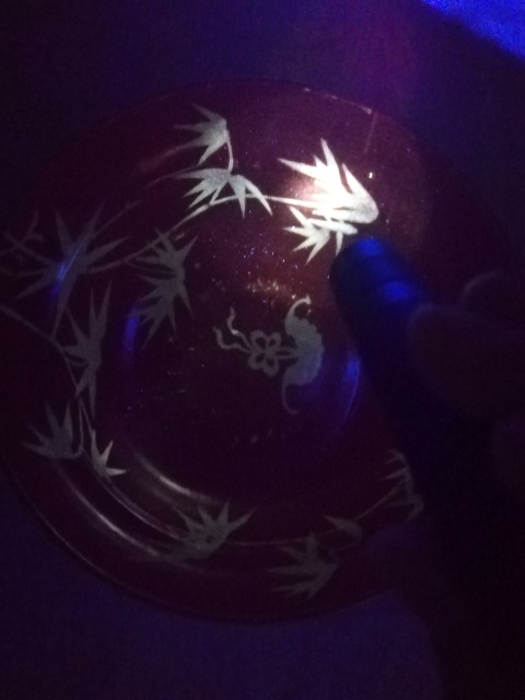 古玩陶瓷3道光伊字款**紅釉留白過墻竹蝠紋大碗拍賣，當前價格2000元