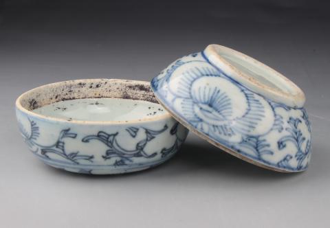 古玩陶瓷【3870】清中晚期  青花喜字紋蓋盒拍賣，當前價格1700元