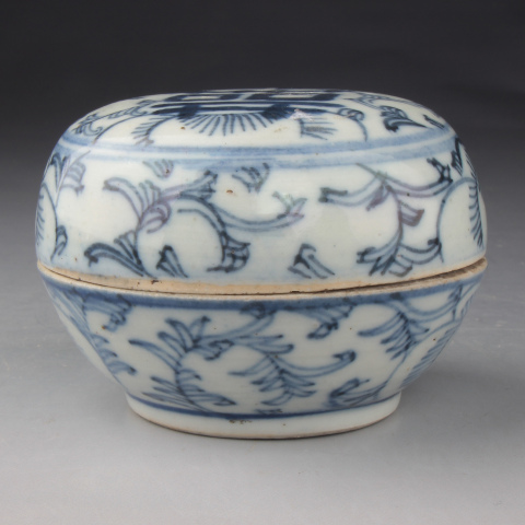 古玩陶瓷【3870】清中晚期  青花喜字紋蓋盒拍賣，當前價格1700元