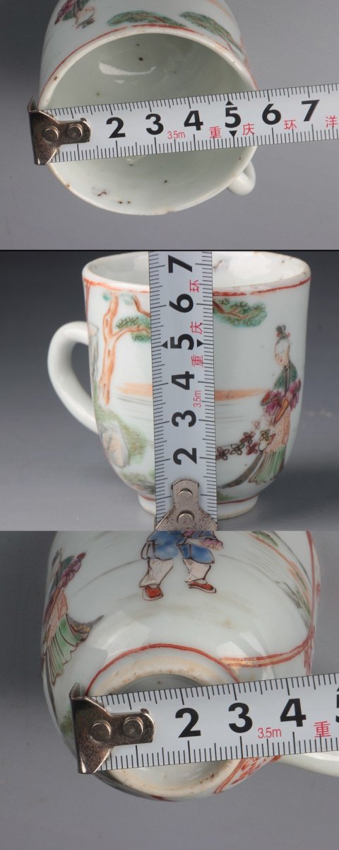 古玩陶瓷【3583】清乾隆 粉彩侍女圖把杯拍賣,當前價格2500元