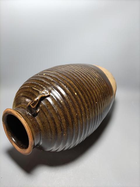 古玩陶瓷磁州窯系茶葉末釉弦紋梅瓶拍賣，當前價格2999元