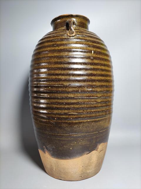 古玩陶瓷磁州窯系茶葉末釉弦紋梅瓶拍賣，當前價格2999元