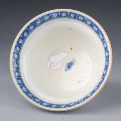古玩陶瓷【*3623-24】清乾隆 青花粉彩庭院教子圖折腰杯碟拍賣,當前價格5000元