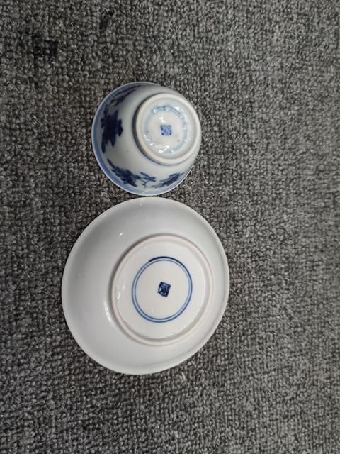 古玩陶瓷康熙花卉紋青花杯盤拍賣,當前價格1999元