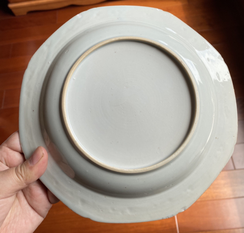 古玩陶瓷【乾隆】鳳求凰花鳥洞石紋青花盤拍賣，當前價格1999元