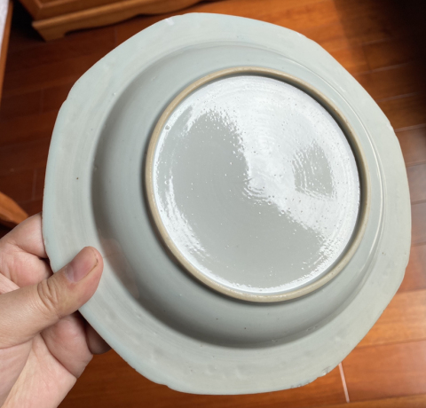 古玩陶瓷【乾隆】鳳求凰花鳥洞石紋青花盤拍賣，當前價格1999元