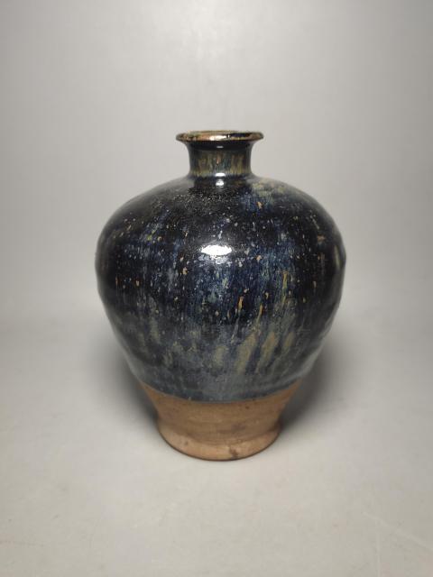 古玩陶瓷金元磁州窯兔毫釉梅瓶(藍(lán)豪)拍賣,當(dāng)前價格6200元