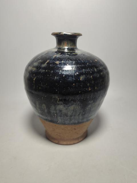 古玩陶瓷金元磁州窯兔毫釉梅瓶(藍(lán)豪)拍賣,當(dāng)前價格6200元