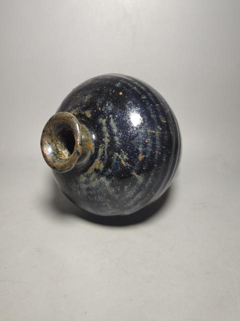 古玩陶瓷金元磁州窯兔毫釉梅瓶(藍(lán)豪)拍賣,當(dāng)前價格6200元