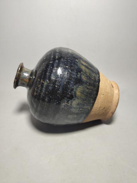 古玩陶瓷金元磁州窯兔毫釉梅瓶(藍(lán)豪)拍賣,當(dāng)前價格6200元