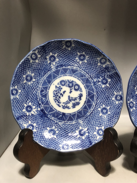 古玩陶瓷民國花卉青花盤拍賣，當前價格260元
