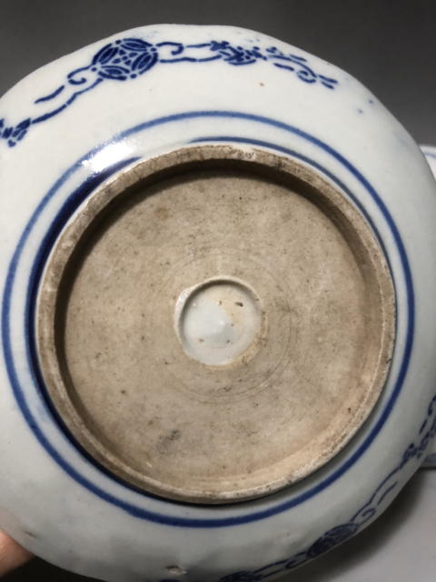 古玩陶瓷民國花卉青花盤拍賣，當前價格260元