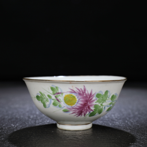 古玩陶瓷民國-粉彩花卉碗一對拍賣，當前價格1380元