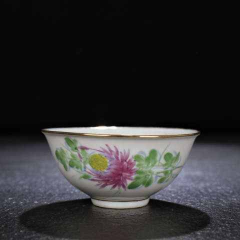 古玩陶瓷民國-粉彩花卉碗一對拍賣，當前價格1380元