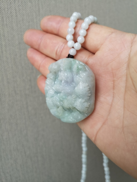 古玩玉器翡翠觀音牌拍賣，當前價格1100元