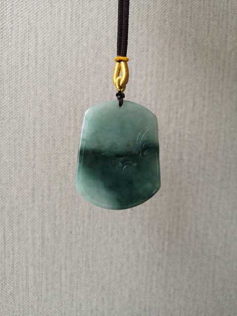古玩玉器當代·翡翠山水掛牌真品鑒賞圖