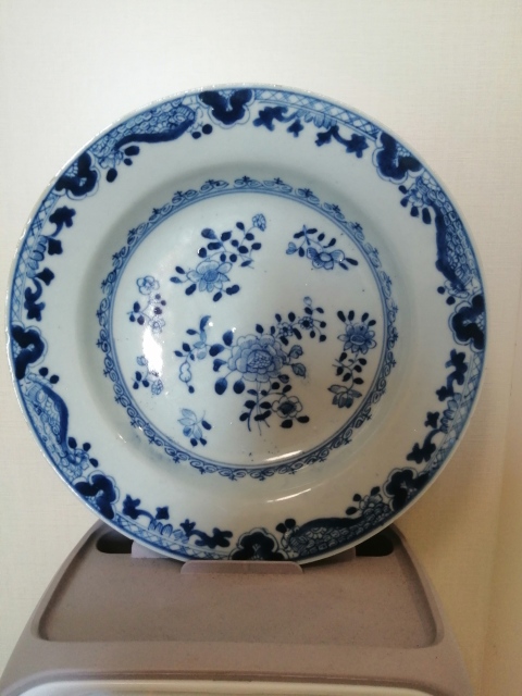 古玩陶瓷清代折枝花卉紋青花盤拍賣,當前價格1999元