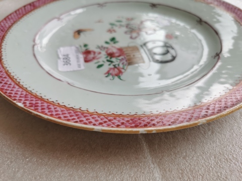 古玩陶瓷清乾隆彩繪博古花卉紋盤拍賣,當前價格1999元