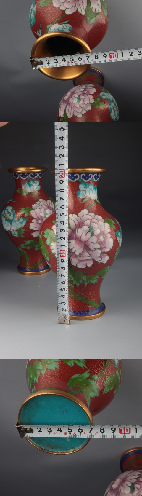 古玩陶瓷【*2825-26】創(chuàng)匯期 銅胎掐絲琺瑯花卉紋瓶一對(duì)拍賣,當(dāng)前價(jià)格1980元
