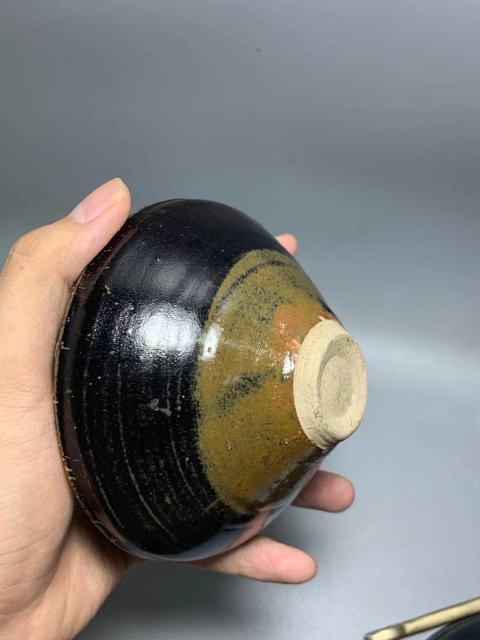 古玩陶瓷吉州窯貼花鹿紋盞拍賣，當前價格8888元