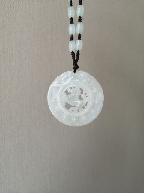 古玩玉器翡翠馬牌轉(zhuǎn)心佩拍賣，當前價格750元