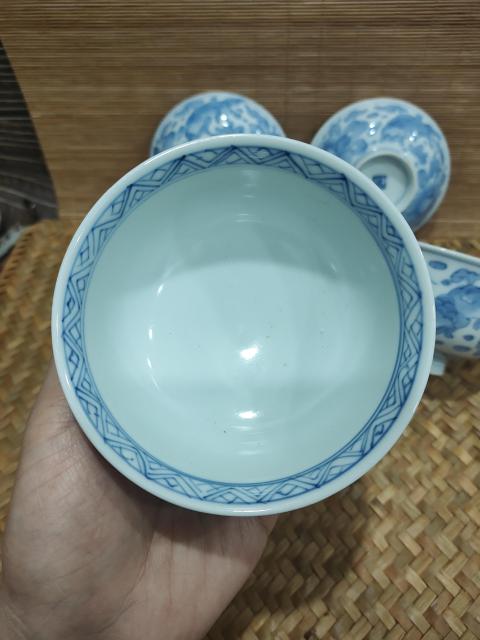 古玩陶瓷青花瑞獸蓋碗 一對拍賣，當前價格1999元