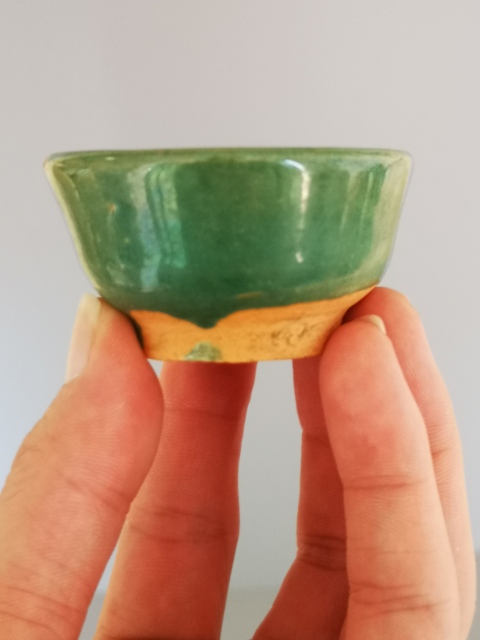 古玩陶瓷精品.清末民初孔雀綠釉杯拍賣，當前價格380元