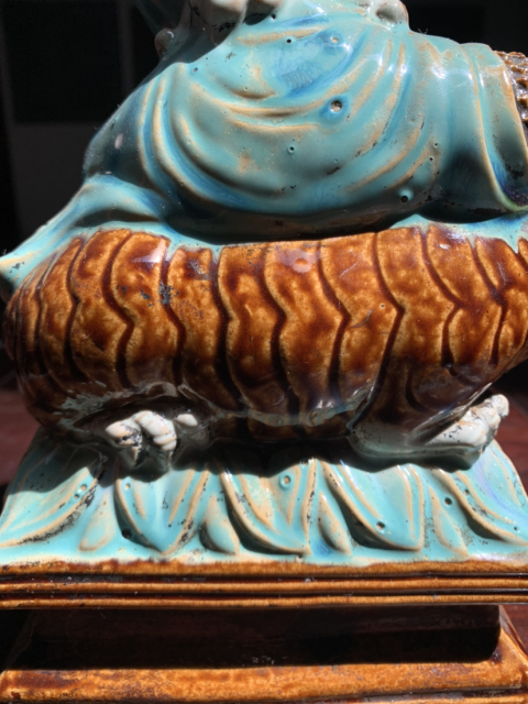 古玩陶瓷清晚期三彩財神趙公明塑像拍賣，當(dāng)前價格59500元