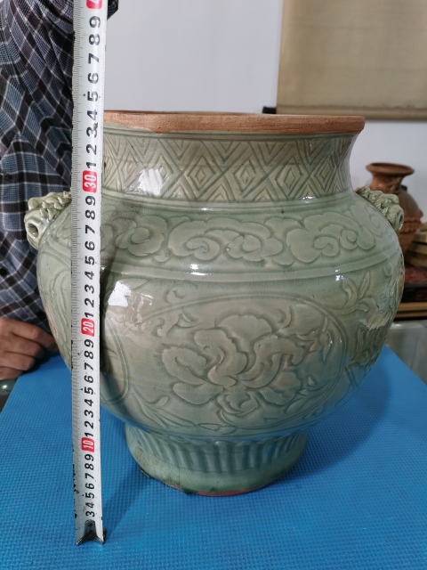 古玩陶瓷明代 龍泉竹口窯青瓷刻花獸耳尊拍賣,當前價格92600元
