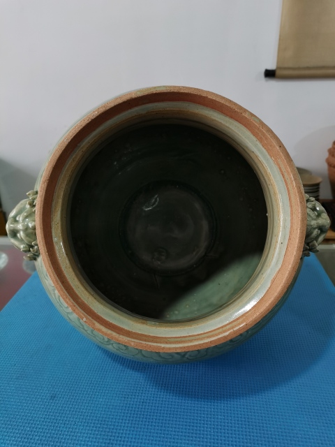 古玩陶瓷明代 龍泉竹口窯青瓷刻花獸耳尊拍賣,當前價格92600元