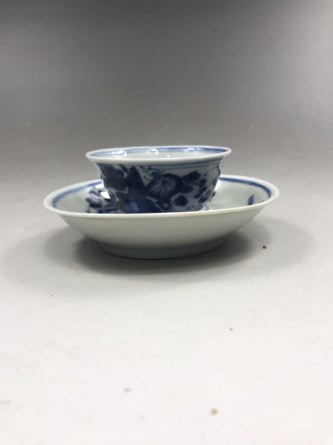 古玩陶瓷清康熙青花花蕾紋茶杯茶拖一套拍賣，當前價格1999元