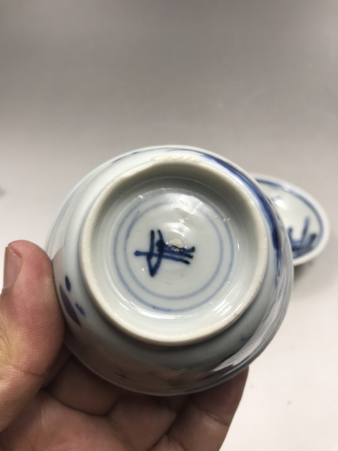 古玩陶瓷清康熙青花花蕾紋茶杯茶拖一套拍賣，當前價格1999元