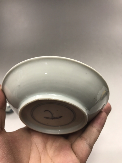 古玩陶瓷清康熙青花花蕾紋茶杯茶拖一套拍賣，當前價格1999元