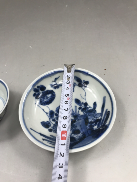 古玩陶瓷清康熙青花花蕾紋茶杯茶拖一套拍賣，當前價格1999元