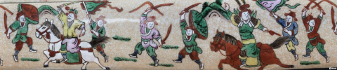 古玩陶瓷【3075】清  哥釉粉彩通景戰(zhàn)爭人物故事紋罐拍賣，當(dāng)前價(jià)格2200元