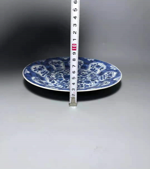 古玩陶瓷雙藍圈樹葉款蓮瓣紋刻花花卉紋青花盤拍賣,當前價格2650元