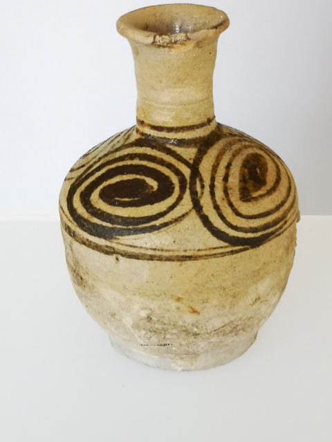 古玩陶瓷精品.元末明初青花螺旋紋撇口瓶拍賣，當前價格998元