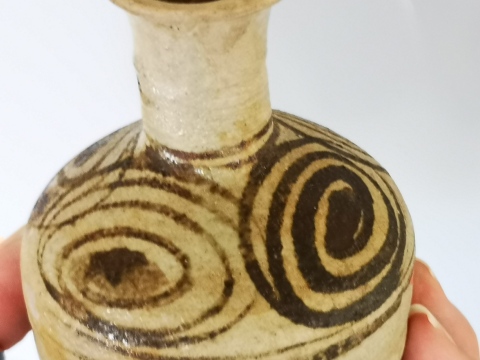 古玩陶瓷精品.元末明初青花螺旋紋撇口瓶拍賣，當前價格998元