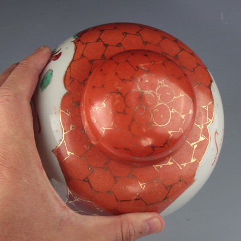 古玩陶瓷【2879】創(chuàng)匯期 粉彩**紅地開光龍鳳紋蓋罐拍賣,當(dāng)前價(jià)格1500元