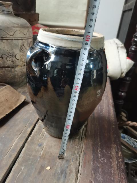 古玩陶瓷磁州窯黑釉宋金罐窯變像鼻子z拍賣，當前價格7999元