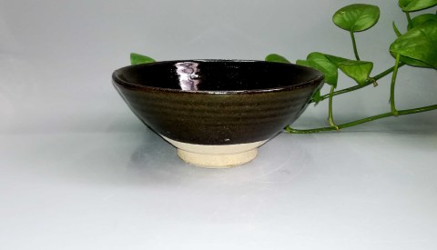 古玩陶瓷明代旋紋黑釉大碗拍賣,當前價格500元