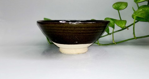 古玩陶瓷明代旋紋黑釉大碗拍賣,當前價格500元