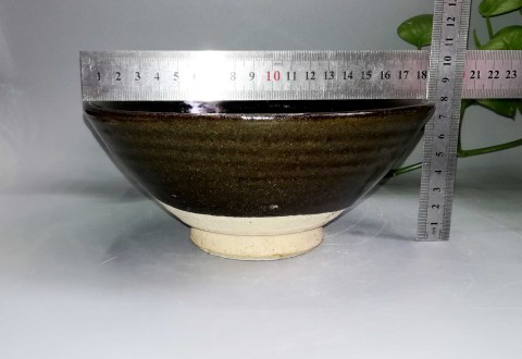古玩陶瓷明代旋紋黑釉大碗拍賣,當前價格500元