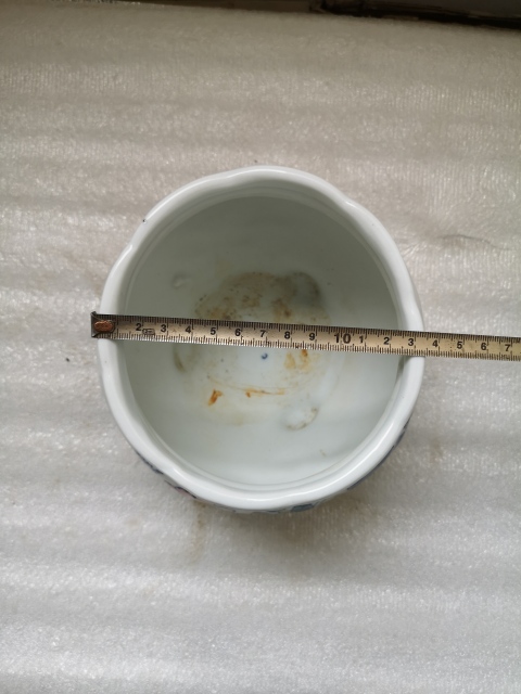 古玩陶瓷青花加彩印花花口爐拍賣，當前價格398元
