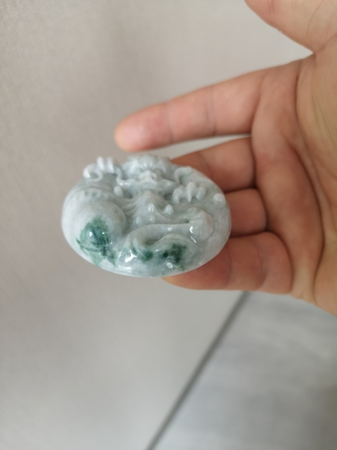 古玩玉器翡翠龍牌拍賣,當前價格1500元