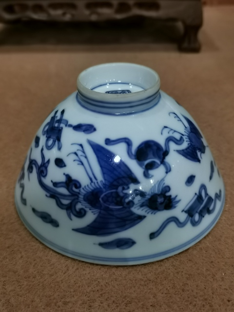 古玩陶瓷19紀末~20紀初 青花吉祥鳳紋蓋碗拍賣,當前價格56元