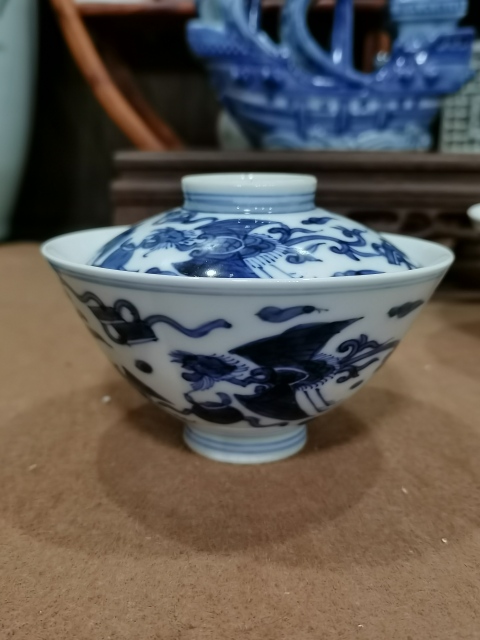 古玩陶瓷19紀末~20紀初 青花吉祥鳳紋蓋碗拍賣,當前價格56元
