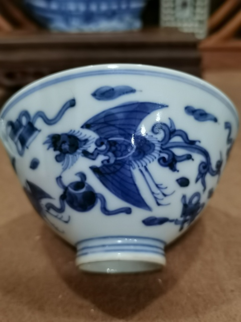 古玩陶瓷19紀末~20紀初 青花吉祥鳳紋蓋碗拍賣,當前價格56元