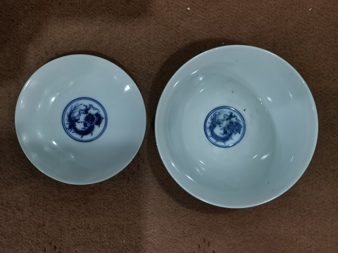 古玩陶瓷19紀末~20紀初 青花吉祥鳳紋蓋碗拍賣,當前價格56元