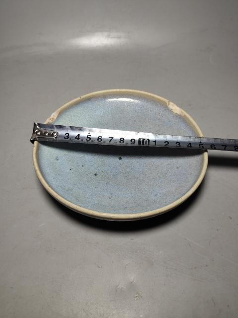 古玩陶瓷金元時期鈞窯天藍雪花釉盤(五大名窯)拍賣,當前價格12000元